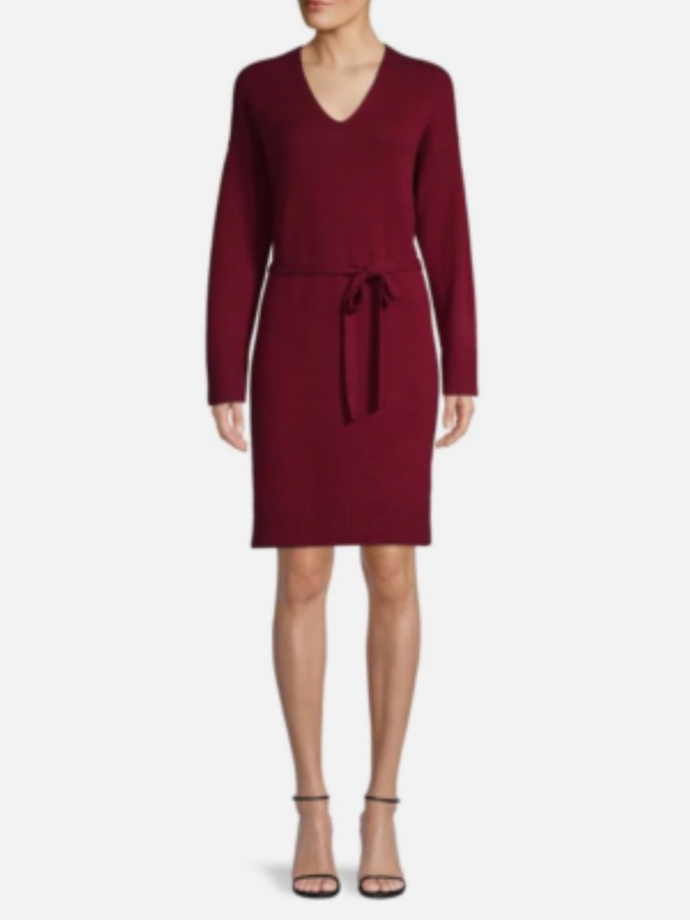 Vince. Cashmere V neck Cranberry Merlot Sweater Dress